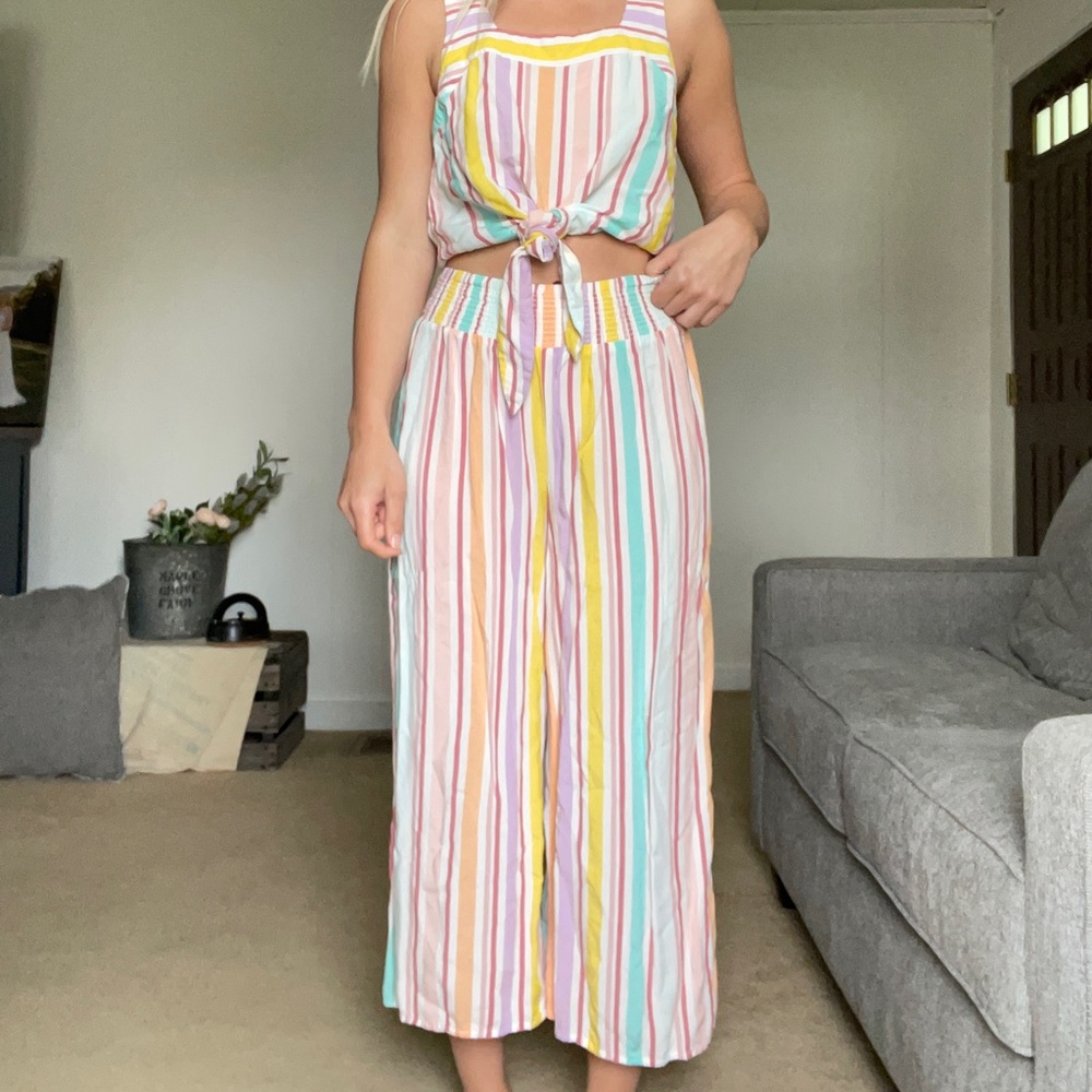 Colorful Crop Top & Pant Set